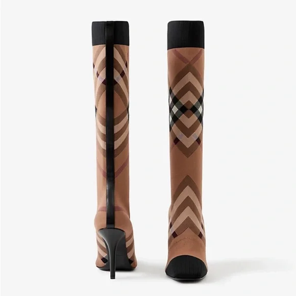 Burberry Dolman Check Sock Boot Size 40 - Picture 5 of 5